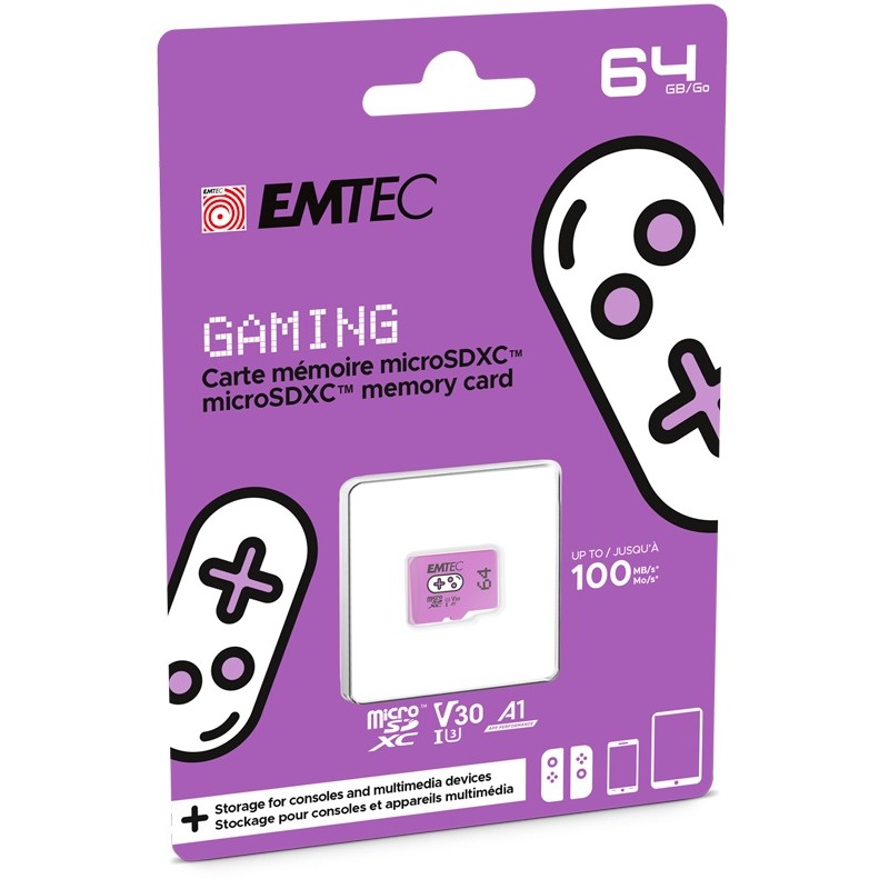 Memorijska kartica Micro Secure Digital  64GB EMTEC UHS-I U3 V30 Gaming Purple 25880