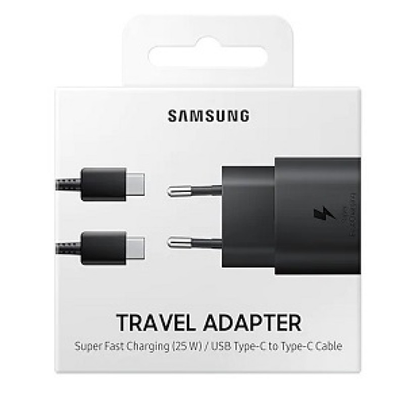 Adapter za napajanje SAMSUNG - kućni punjač + kabel USB Type-C 25W brzi - crni 22594