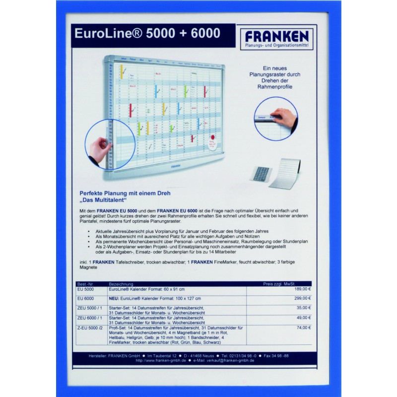 Okvir informacijski A4 Franken Megaframe magnetni plavi 26748