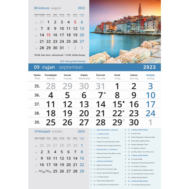 Kalendar zidni 3-djelni Poslovni Katolički kalendar Hrvatske 2023 EOL 23885