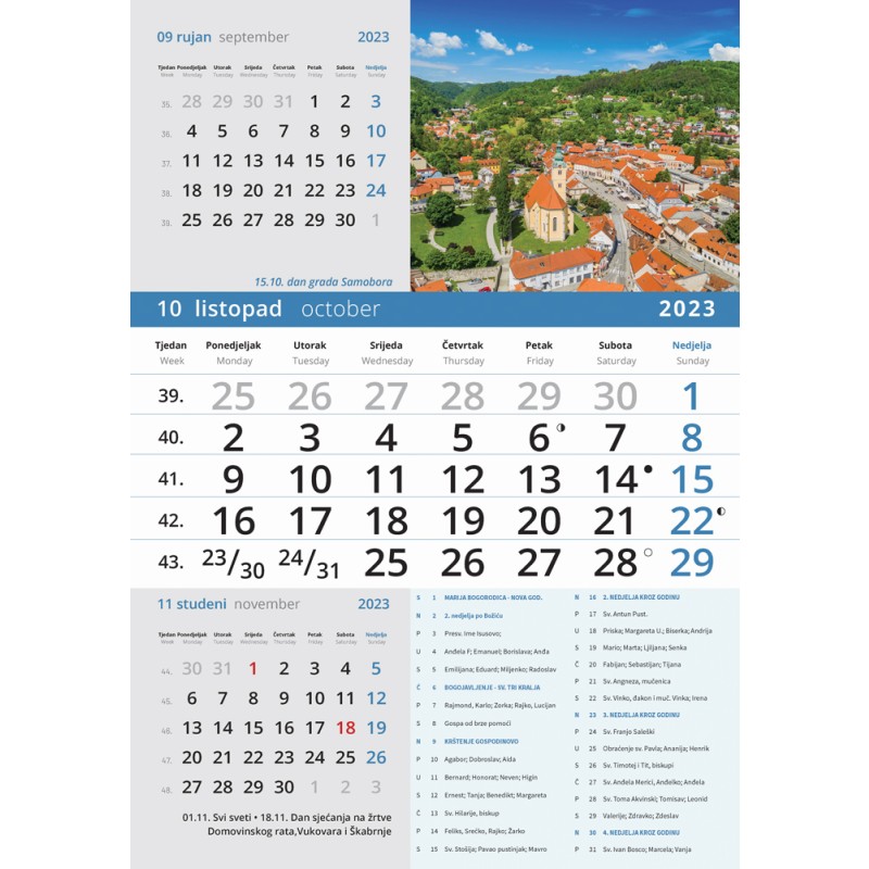 Kalendar zidni 3-djelni Poslovni Katolički kalendar Hrvatske 2023 EOL 23886