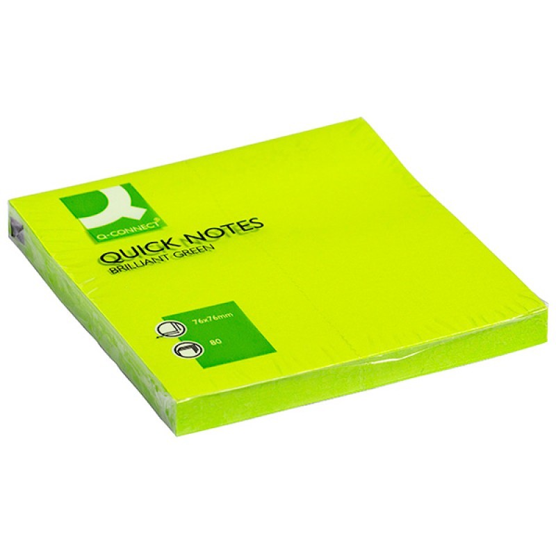 Blok samoljepljivi  76x76mm 75 listova Q-Connect Brilliant green KF10515 16718