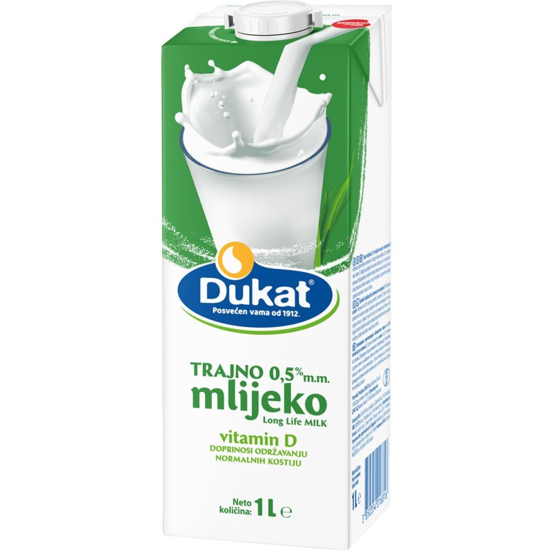 Mlijeko DUKAT brik 0,5%mm 1,0L sa čepom 21126