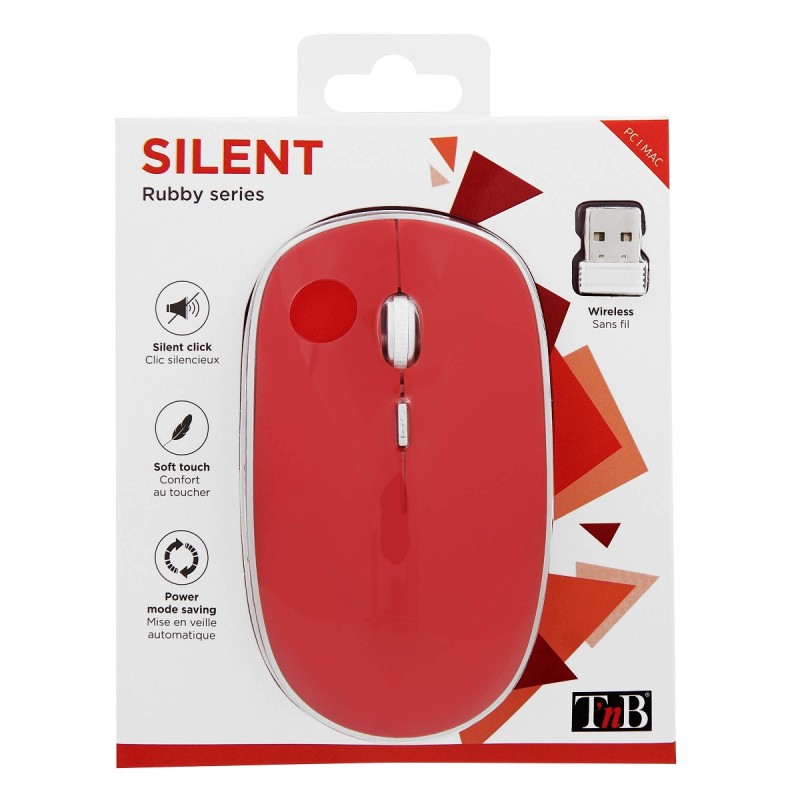 Miš T'nB RUBBY - Silent - Wireless - Red 22729