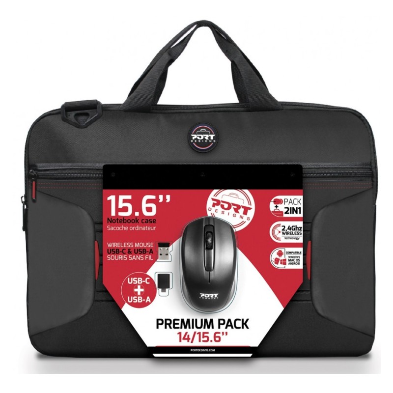 Torba PORT za notebook 15.6" premium pack + bežični miš - crna 22810