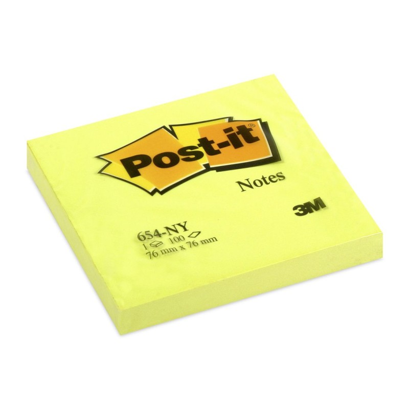 Blok samoljepljivi 76x76mm 100 listova Post-it 3M 654NY neon žuti 17145