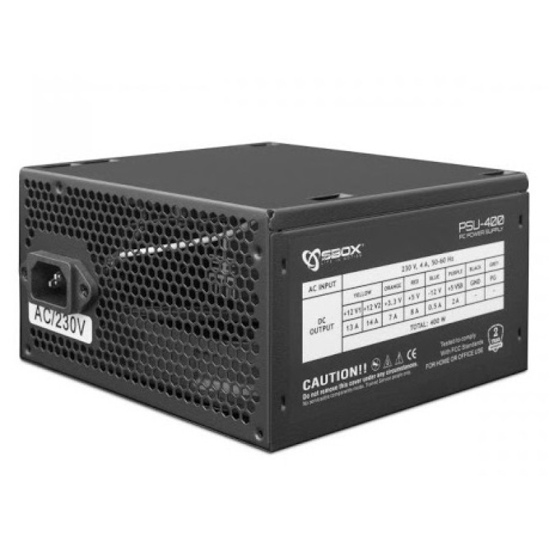 Napajanje ATX  400W SBOX - 20+4 pin - RETAIL 23406