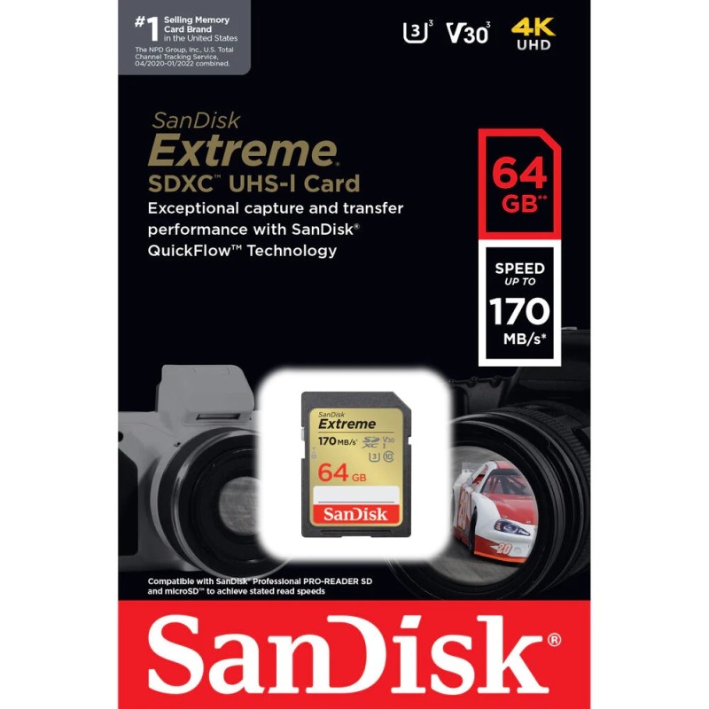 Memorijska kartica Secure Digital  64GB SANDISK Extreme SDXC V30 UHS-I U3 30450