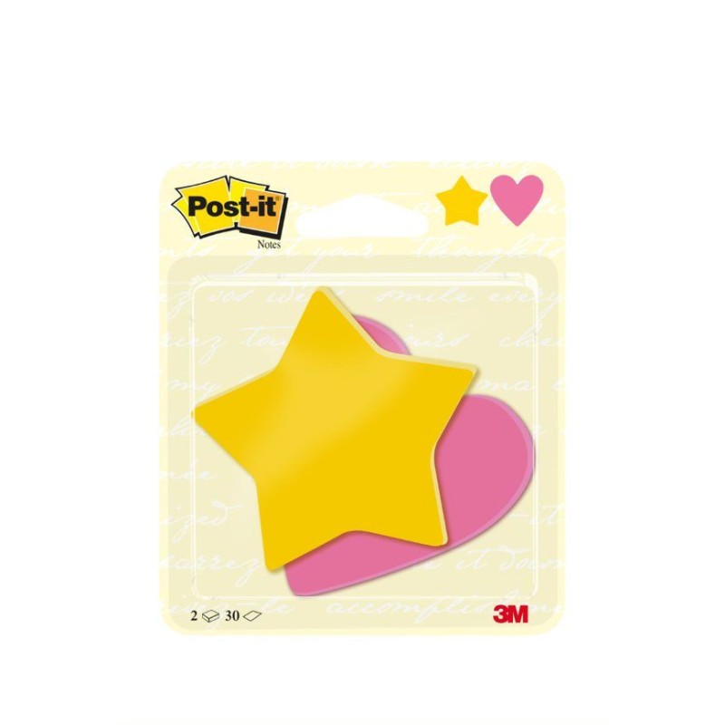 Blok samoljepljivi Star and Heart 70x72mm 2x30 listova Post-it 3M 23343