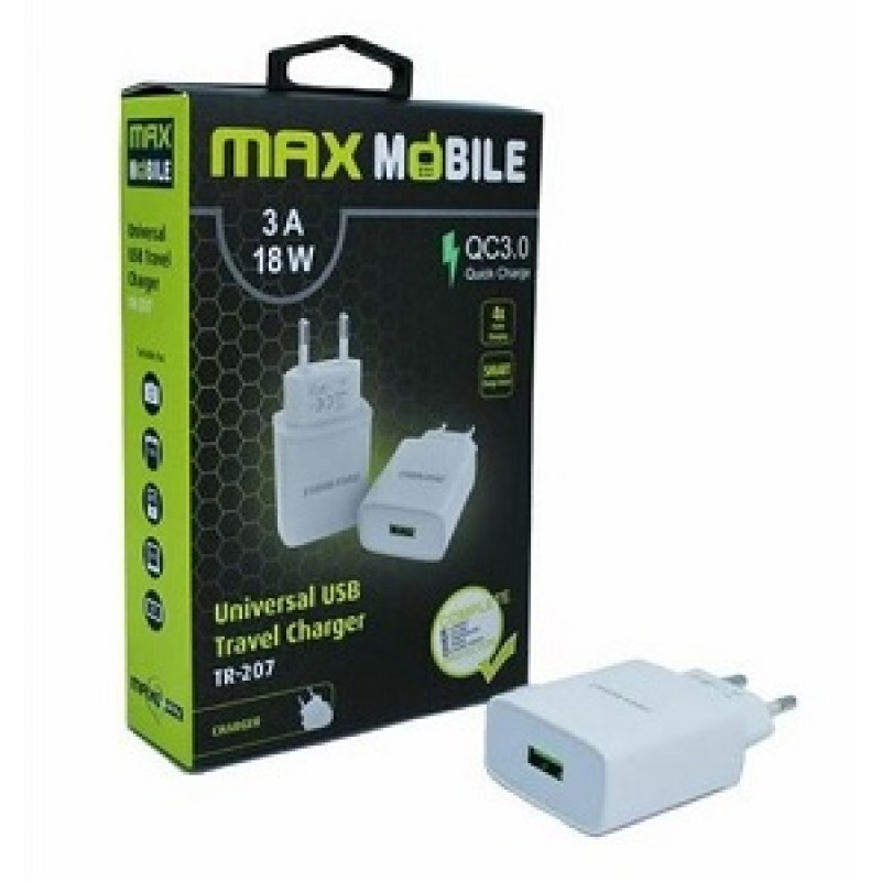 Adapter za napajanje MAXMOBILE 220V=>USB - kućni punjač 3A - brzi - bijeli 24421