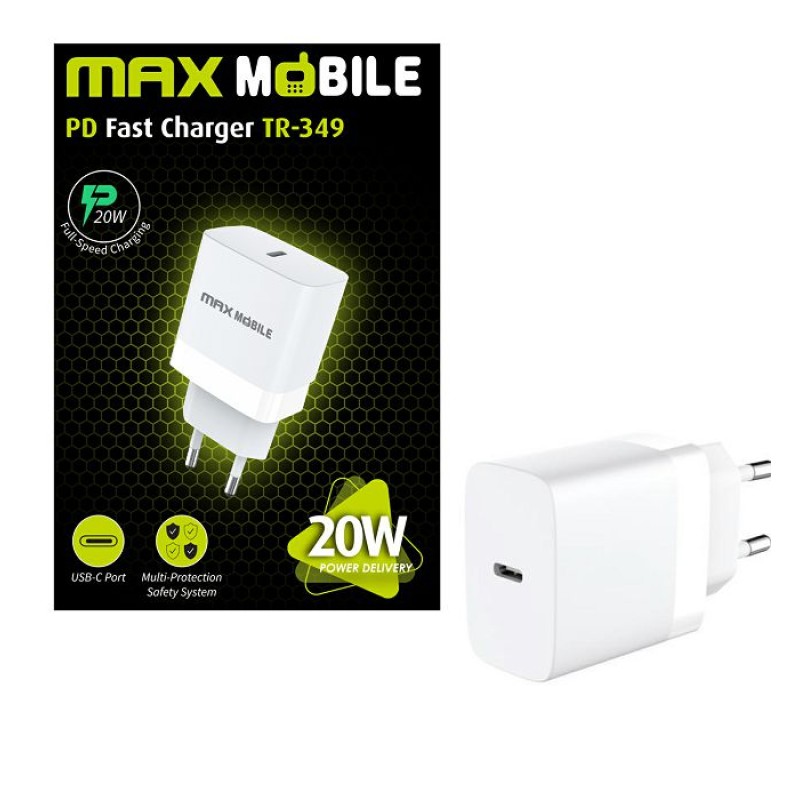 Adapter za napajanje MAXMOBILE 220V=>USB-C - kućni punjač 20W brzi 30163