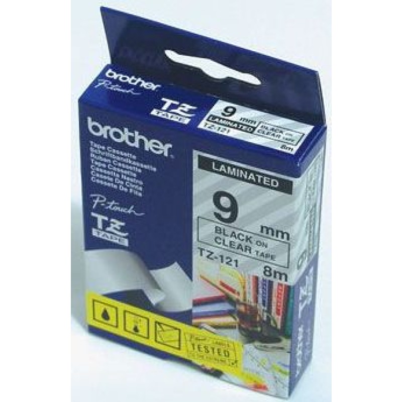 Ribbon BROTHER  9mm crna na prozirnoj - TZE121 19221