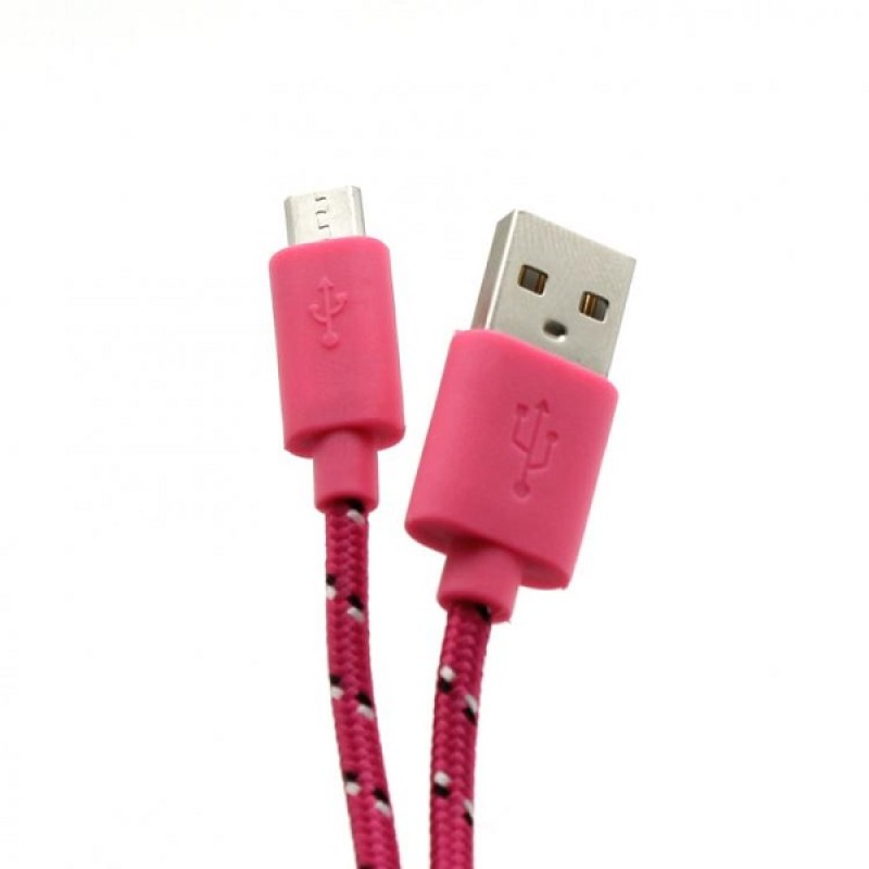 Kabel USB tip A-M<=>USB tip micro B-M  1.0m Pink - SBOX pleteni 17278